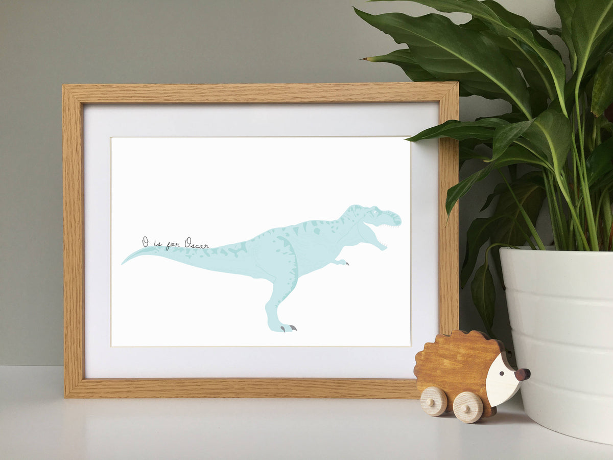 Nursery name print dinosaur