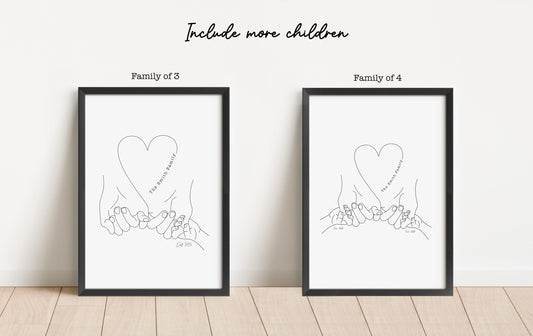 Personalised Family Hands Print, Heartwarming Gift (A4/A3)
