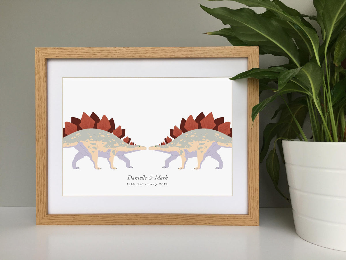 Dinosaur couple personalised print