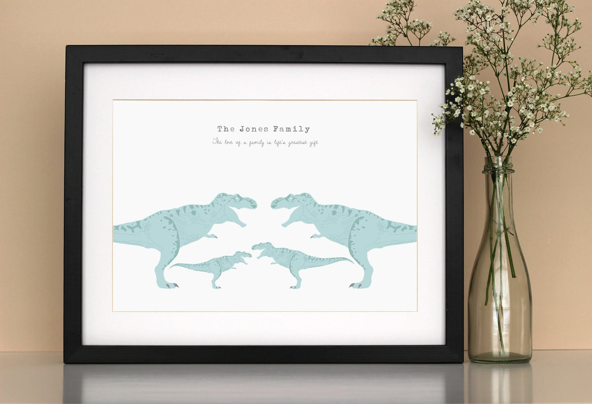 Dinosaur Family Personalised Print