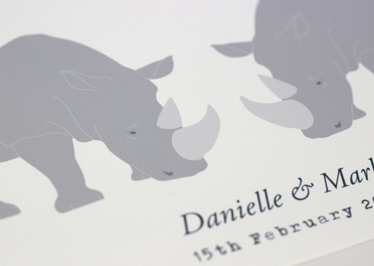 Rhino couple personalised print