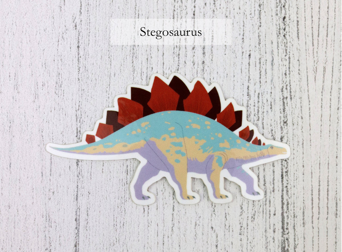 Glossy Dinosaur Stickers: T-Rex, Brontosaurus, Stegosaurus