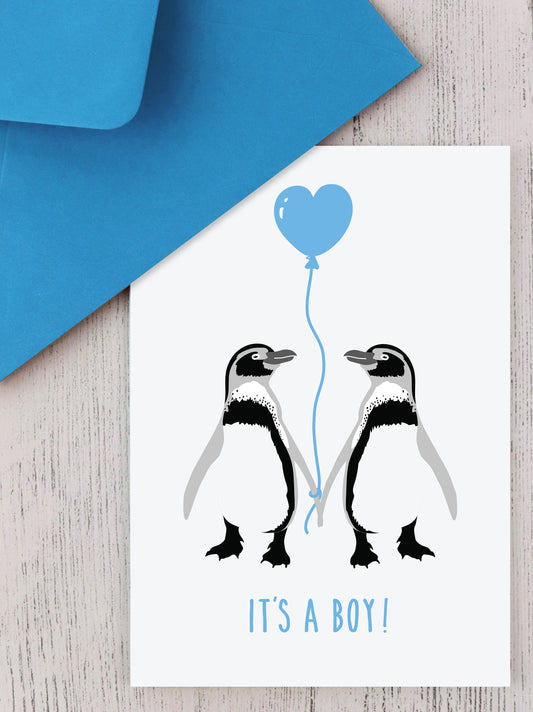Baby boy card penguin