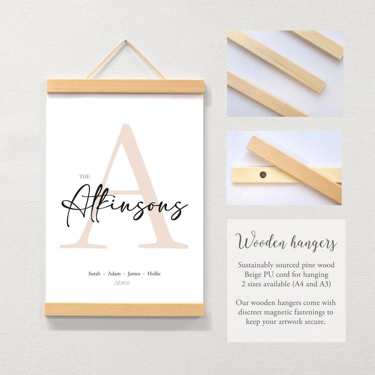 Personalised Surname Print, Custom Family Name Wall Art