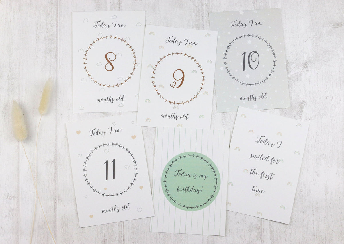 Baby milestone cards neutral colours