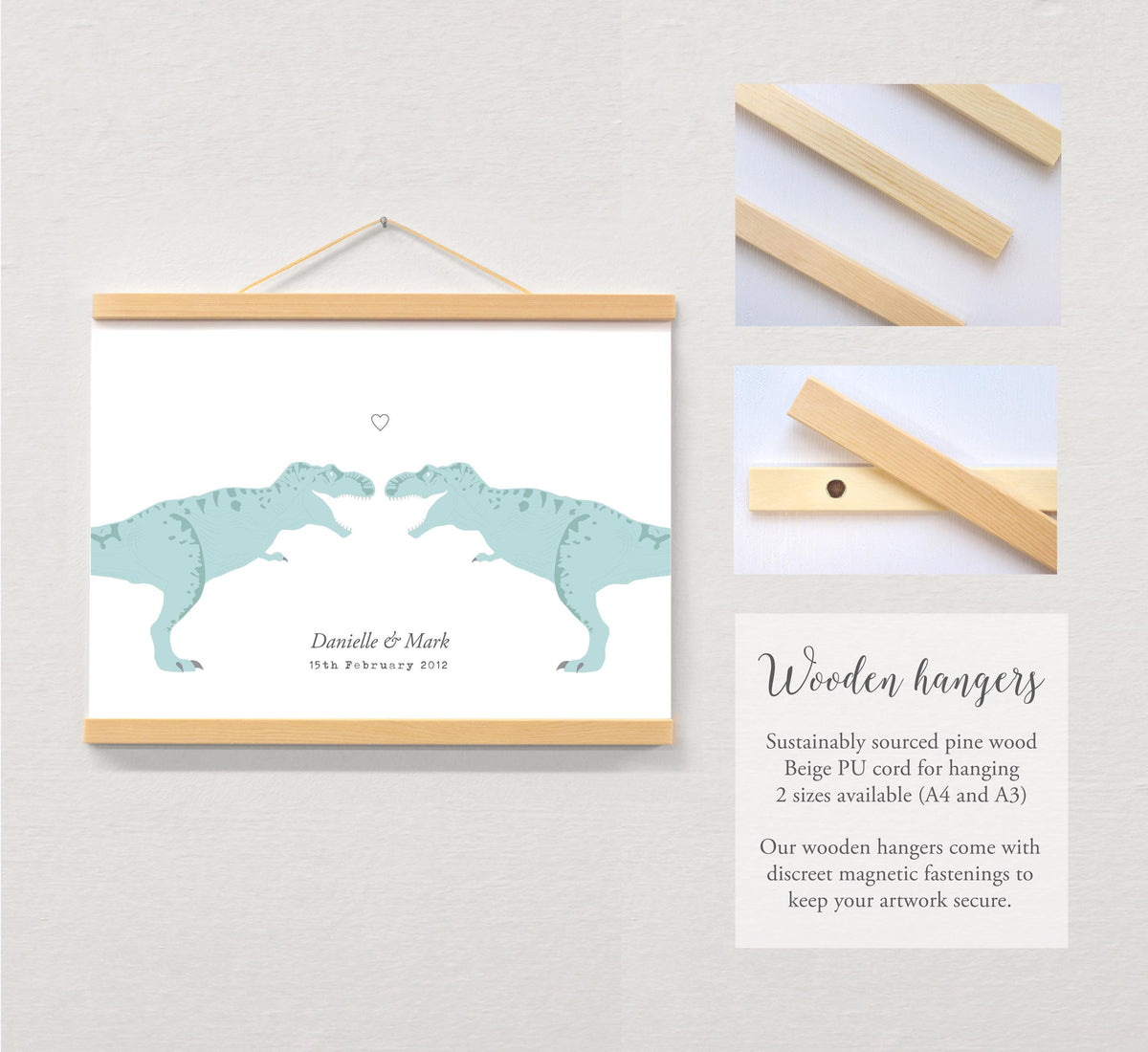 Dinosaur couple personalised print