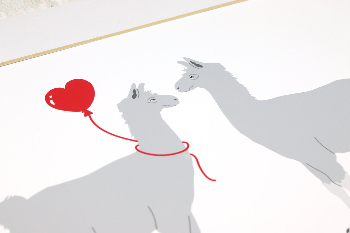 Llama couple personalised print