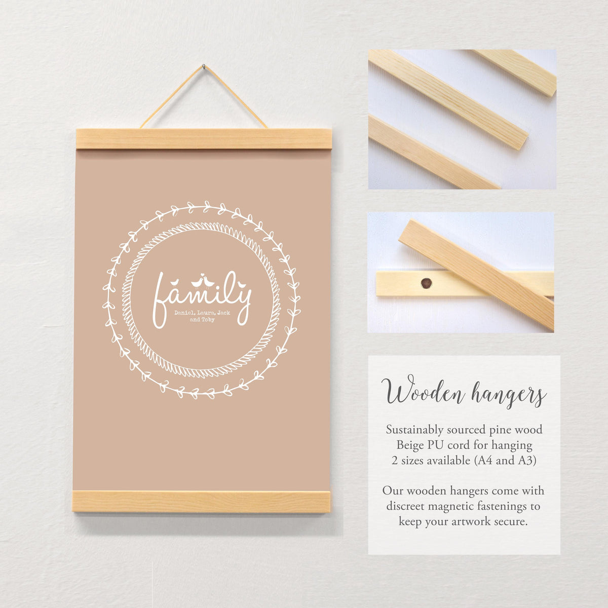 Personalised Family Surname Print, Custom Name Art (A4/A3)