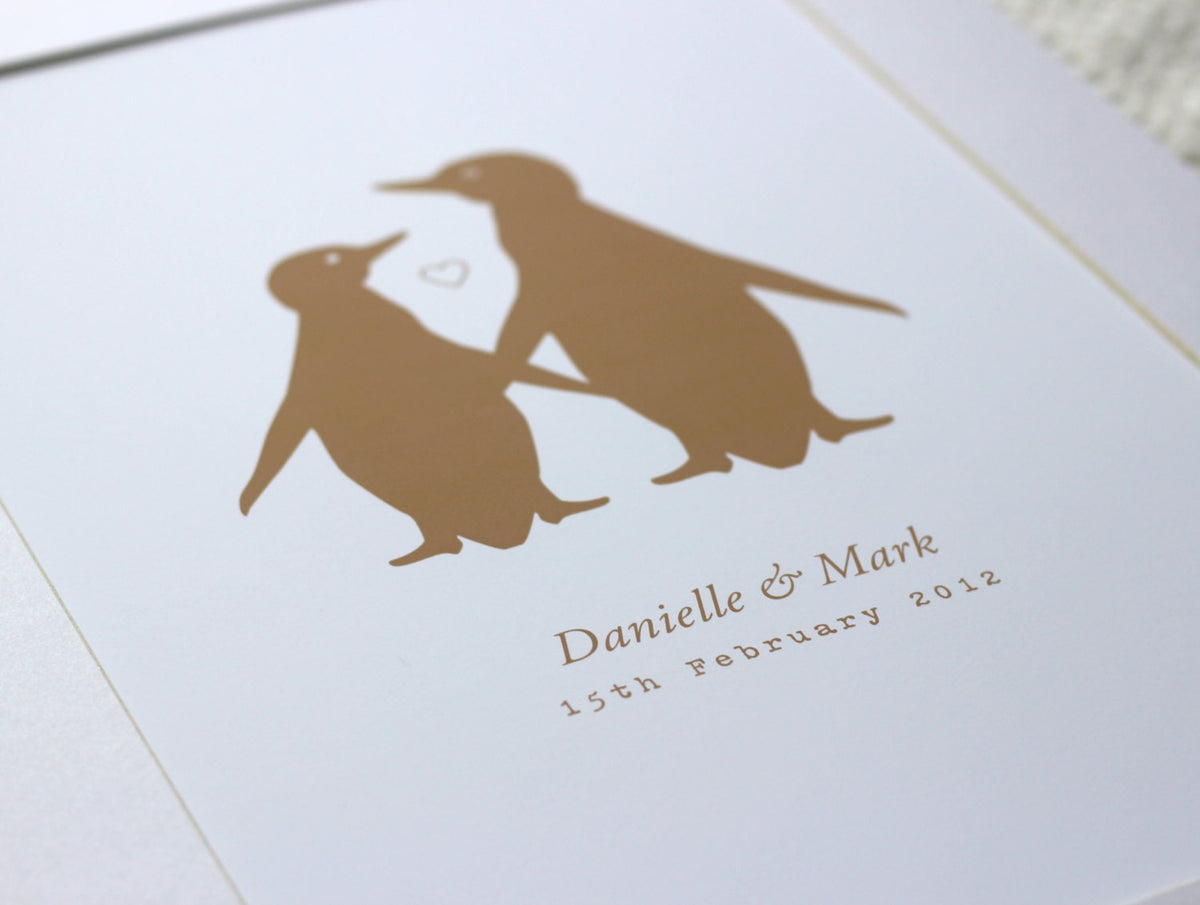 Penguin couple personalised print