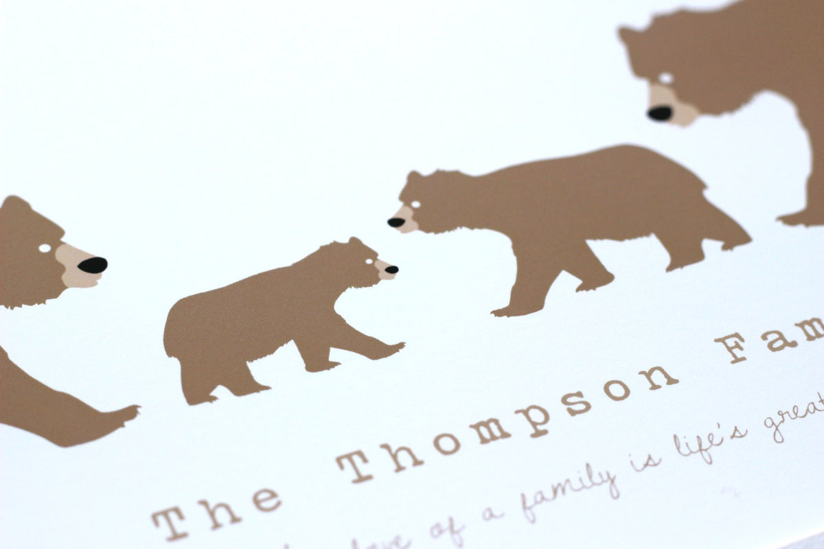 Personalised Family Print Bears, Custom Family Keepsake