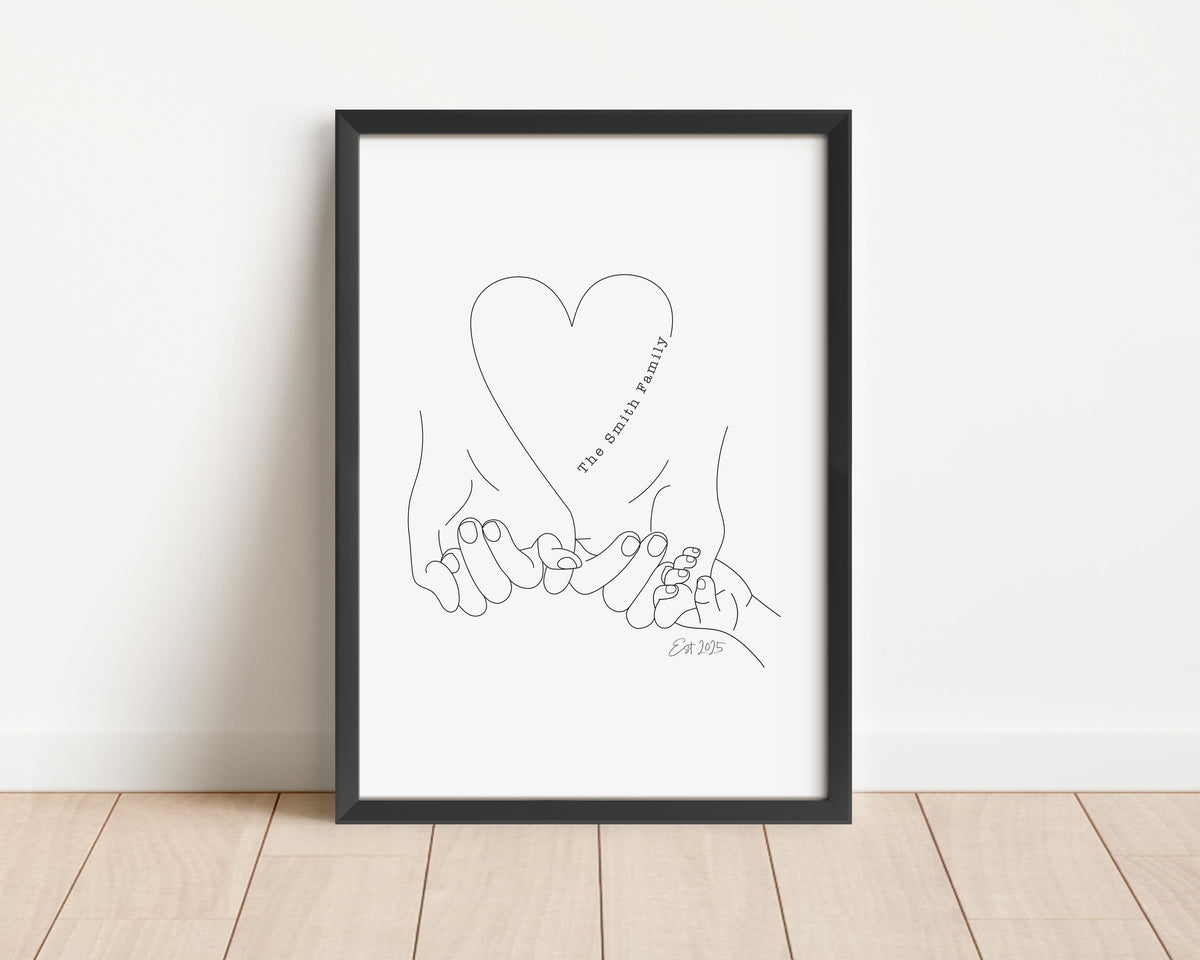 Personalised Family Hands Print, Heartwarming Gift (A4/A3)
