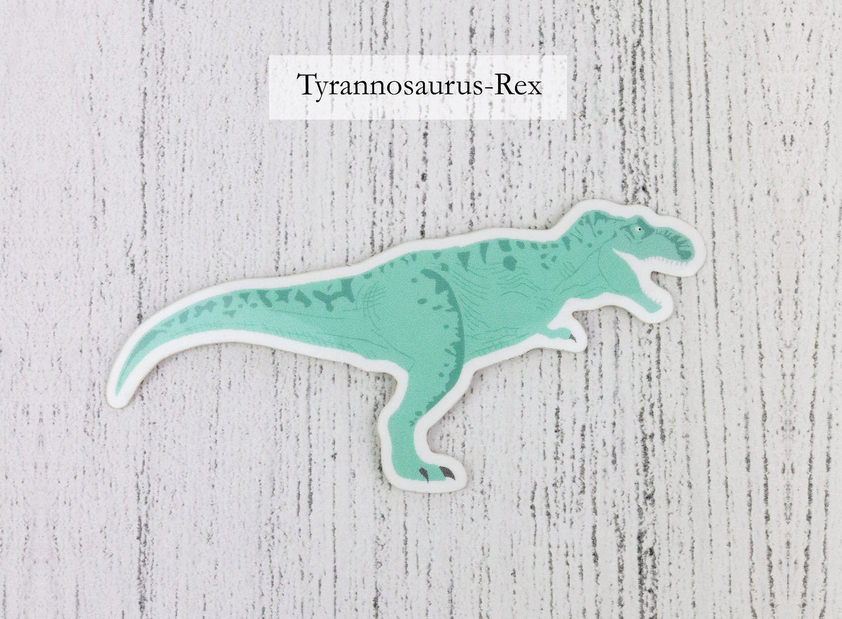 Glossy Dinosaur Stickers: T-Rex, Brontosaurus, Stegosaurus