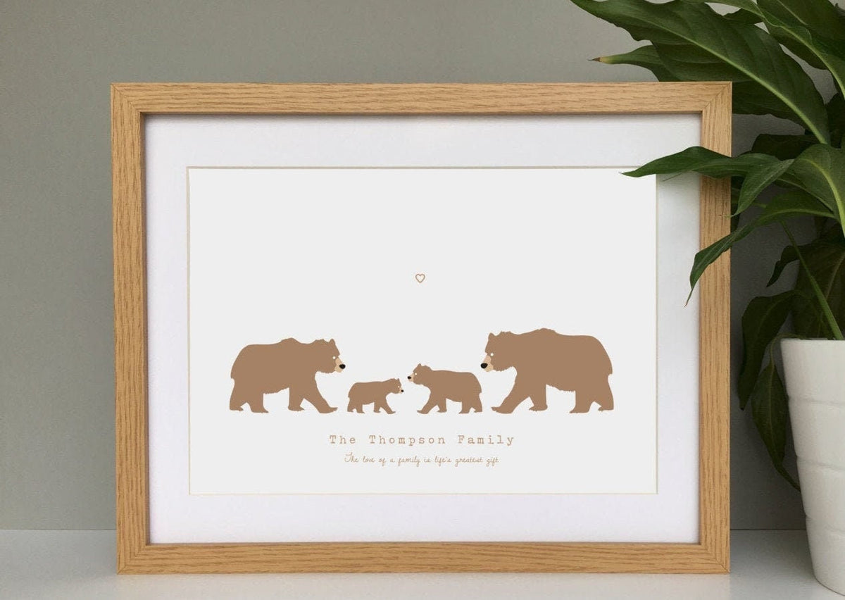 Personalised Family Print Bears, Custom Family Keepsake