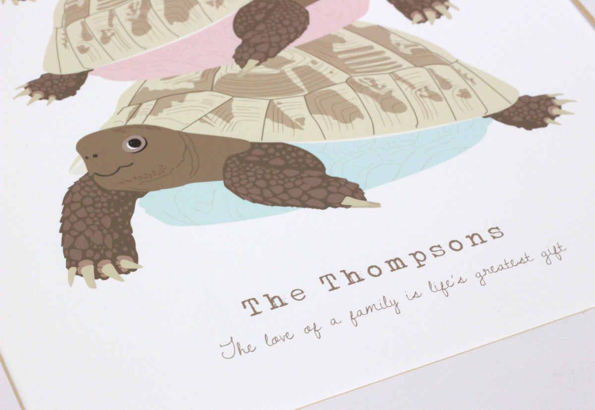 Tortoise Family Personalised Print, Custom Family Name Wall Art