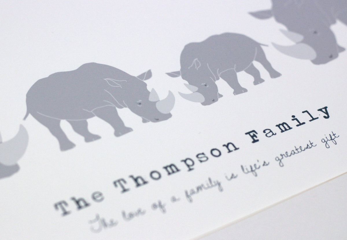 Personalised Family Print Rhino