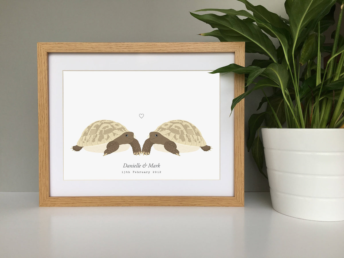 Tortoise couple personalised print
