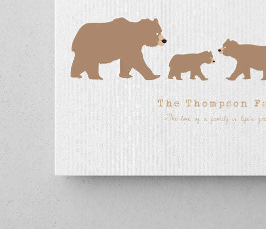 Bear family personalised canvas print