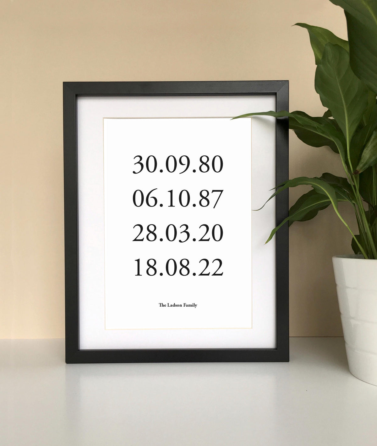 Date Of Birth Print, Personalised Dates Print