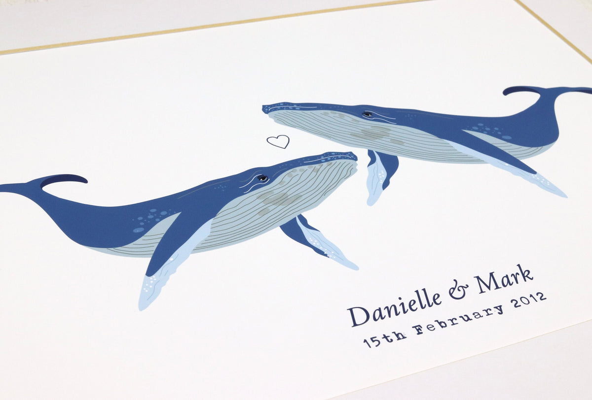 Whale couple personalised print