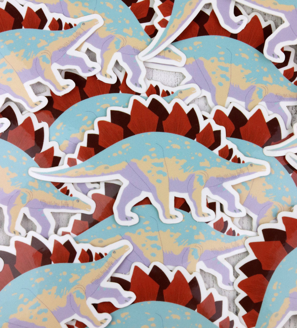 Glossy Dinosaur Stickers: T-Rex, Brontosaurus, Stegosaurus