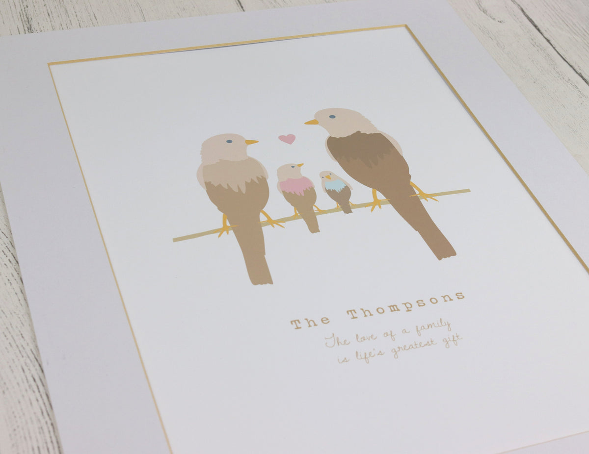 Family Personalised Print Birds