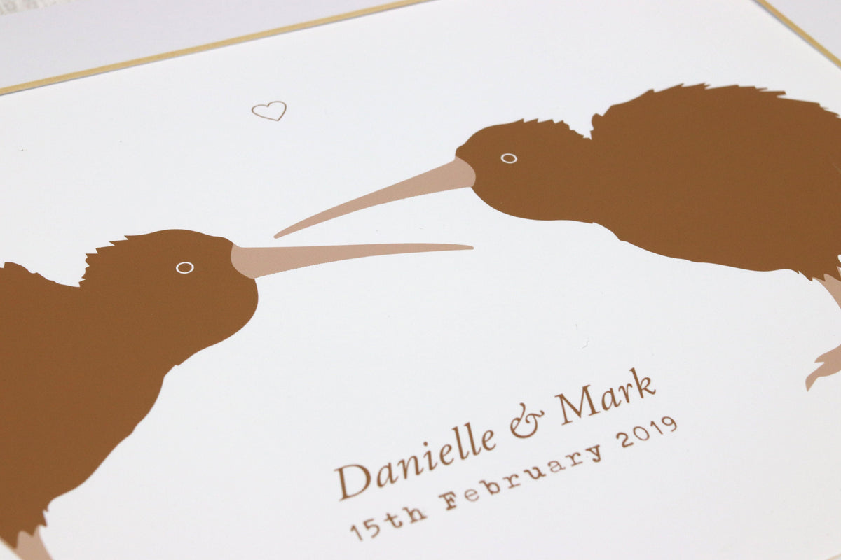 Kiwi bird personalised couple print