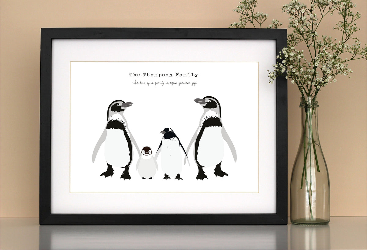 Penguin Family Personalised Print