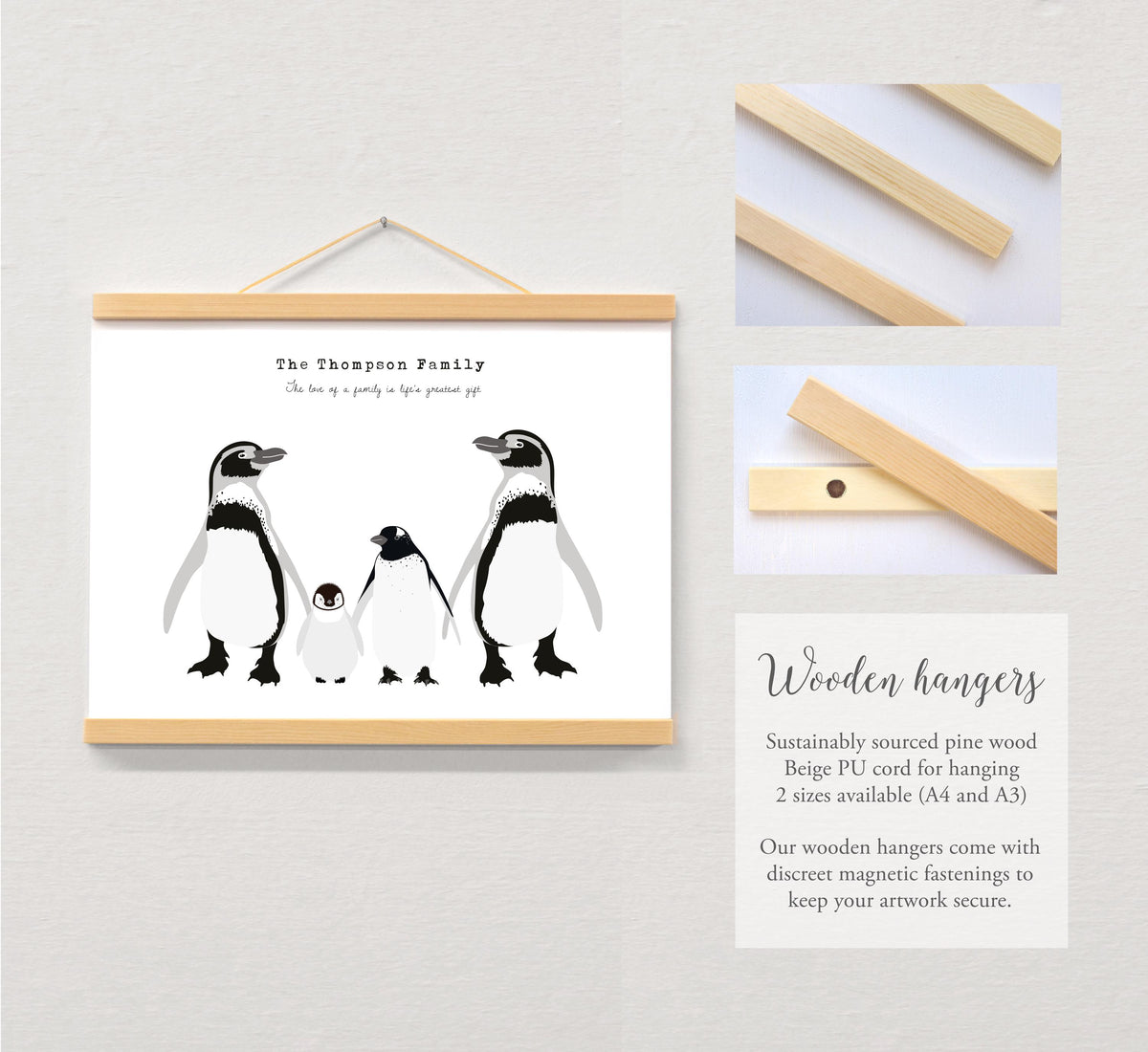 Penguin Family Personalised Print