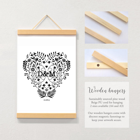 Couple art print - papercut style