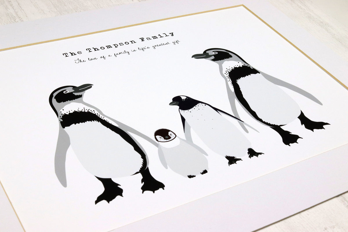 Penguin Family Personalised Print