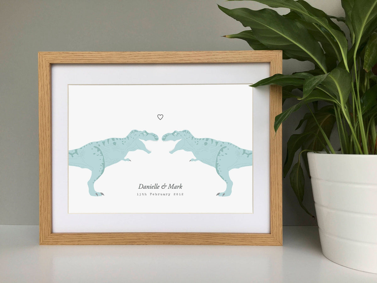 Dinosaur couple personalised print