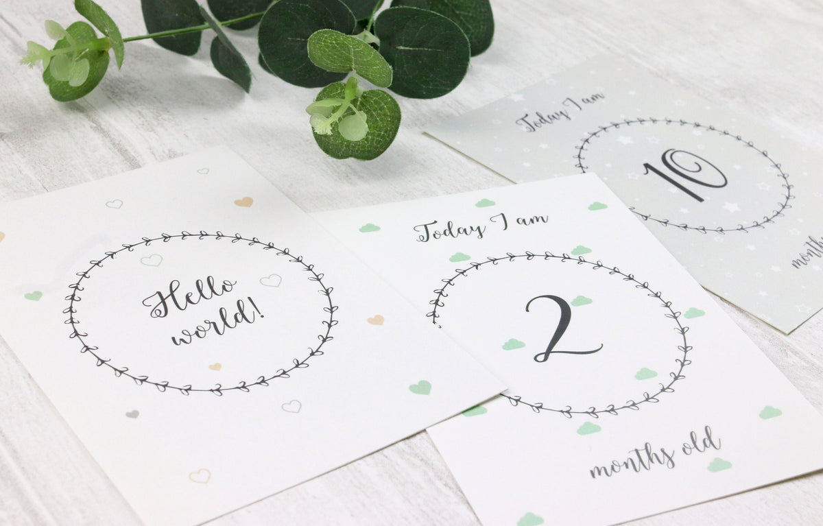 Baby milestone cards neutral colours