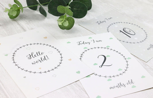 Baby milestone cards neutral colours