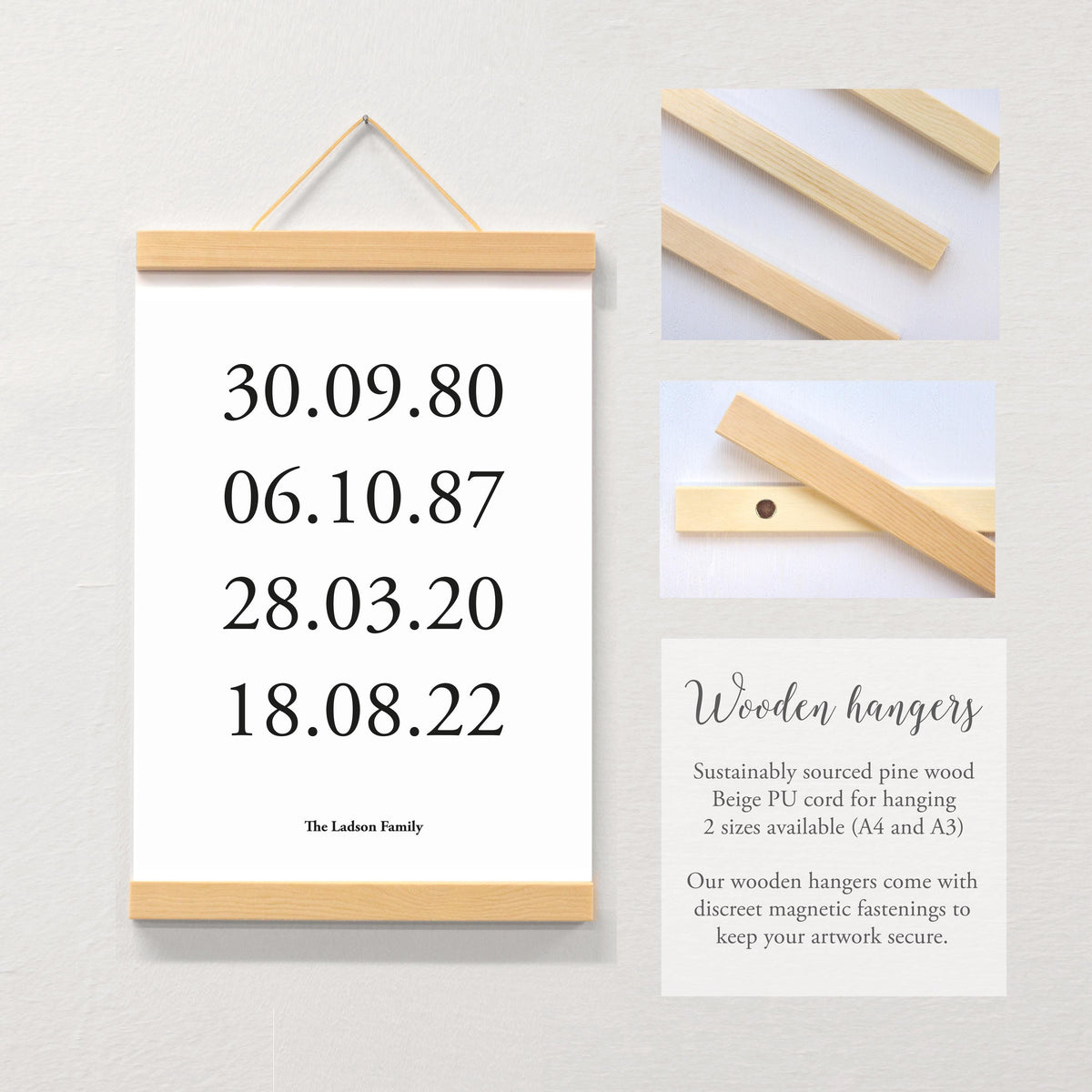 Date Of Birth Print, Personalised Dates Print