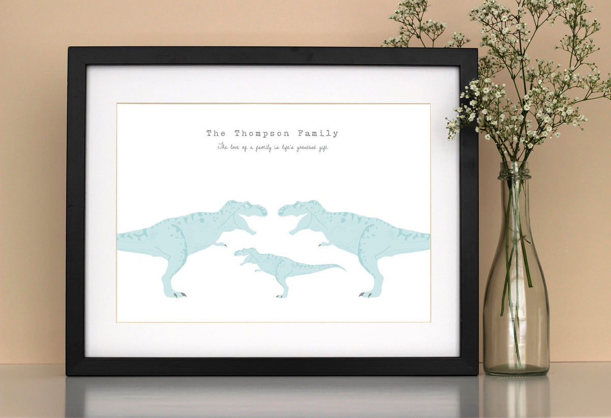 Dinosaur Family Personalised Print