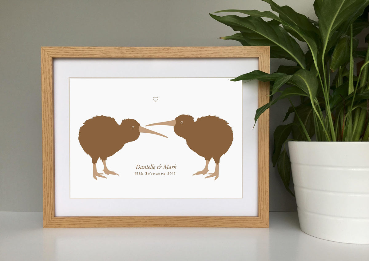 Kiwi bird personalised couple print