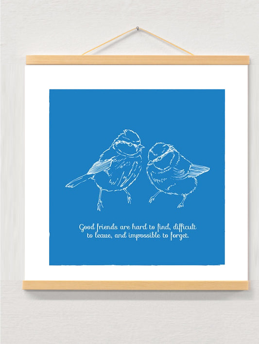 Best Friend Birds Print | Personalized Gift displayed in a wooden magnetic hanger
