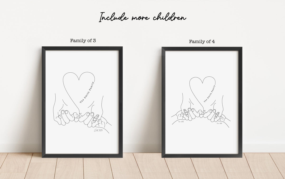 Personalised Family Hands Print, Heartwarming Gift (A4/A3)