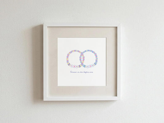 Personalised Friendship Bracelet Print, Bestie Gift, Initials (6"x6" or 8"x8")