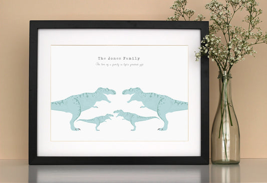 Dinosaur Family Personalised Print