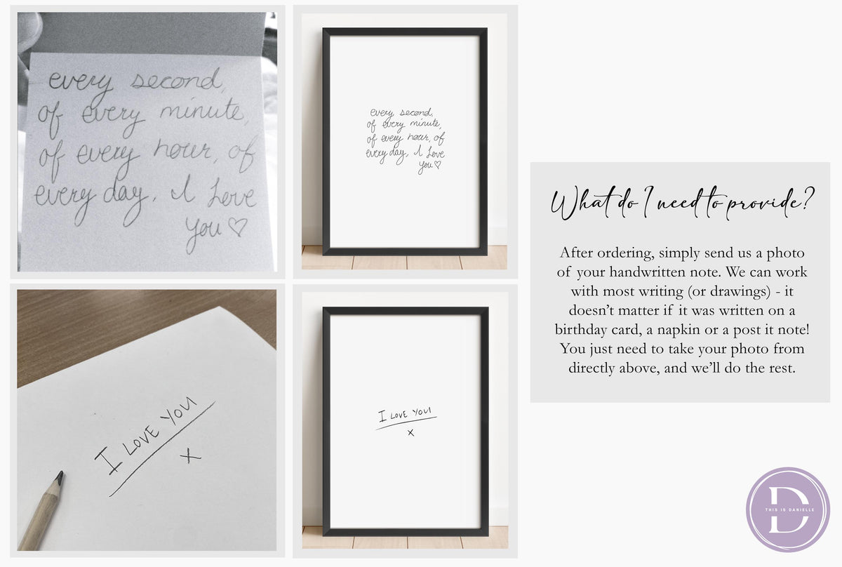 Handwritten Note Keepsake, Handwritten Art Print