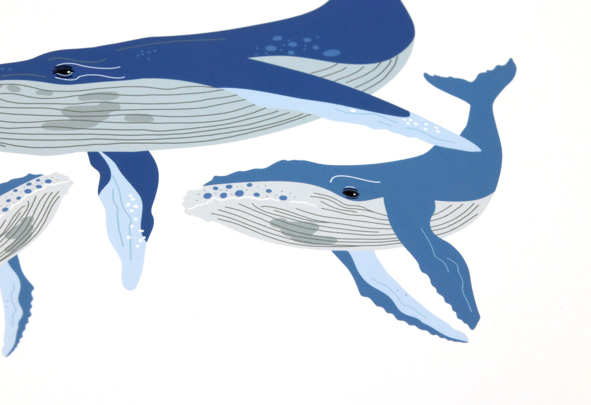 Personalised Whale Family Print, Custom Name, Housewarming Gift (A4/A3)