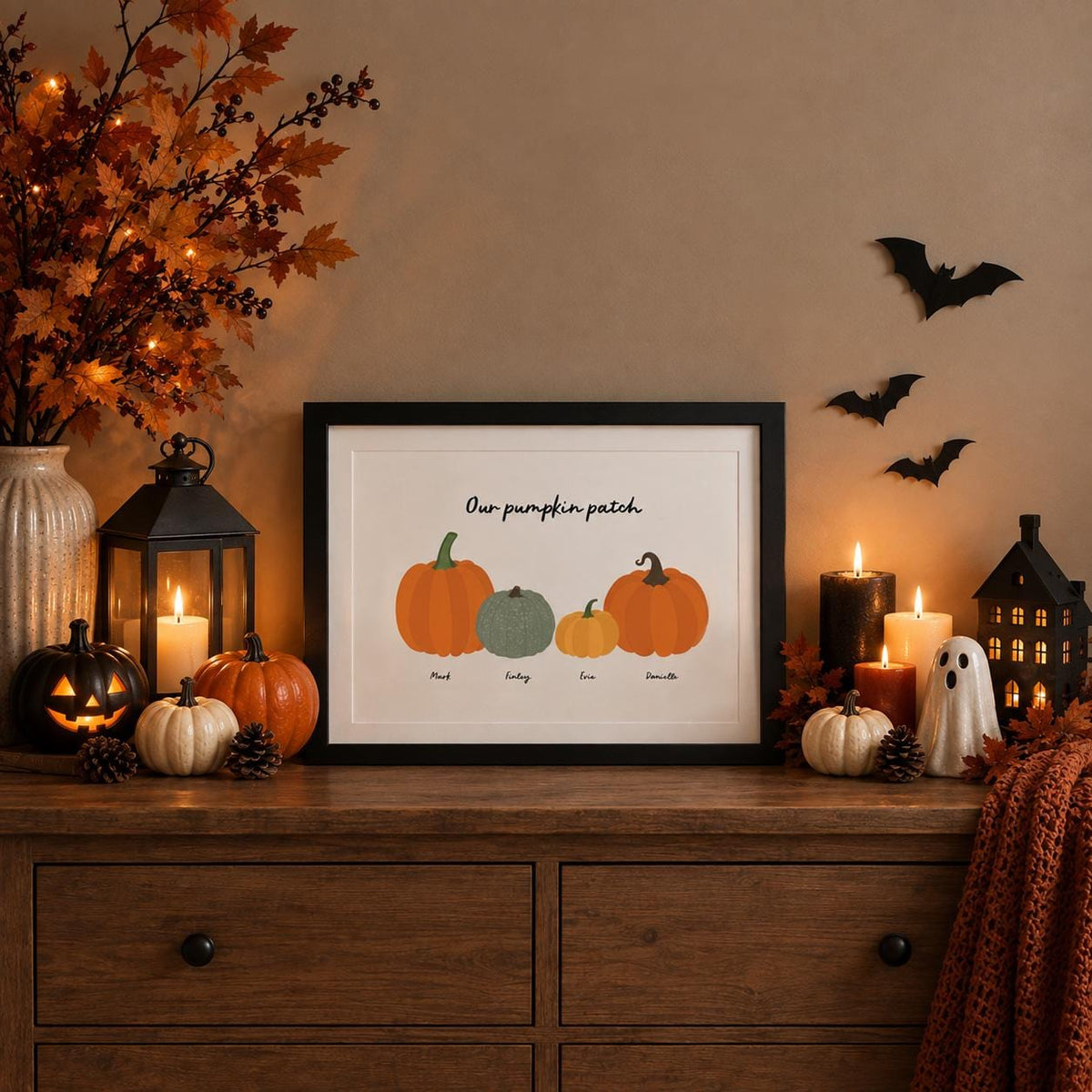 Personalised Family Halloween Pumpkin Print