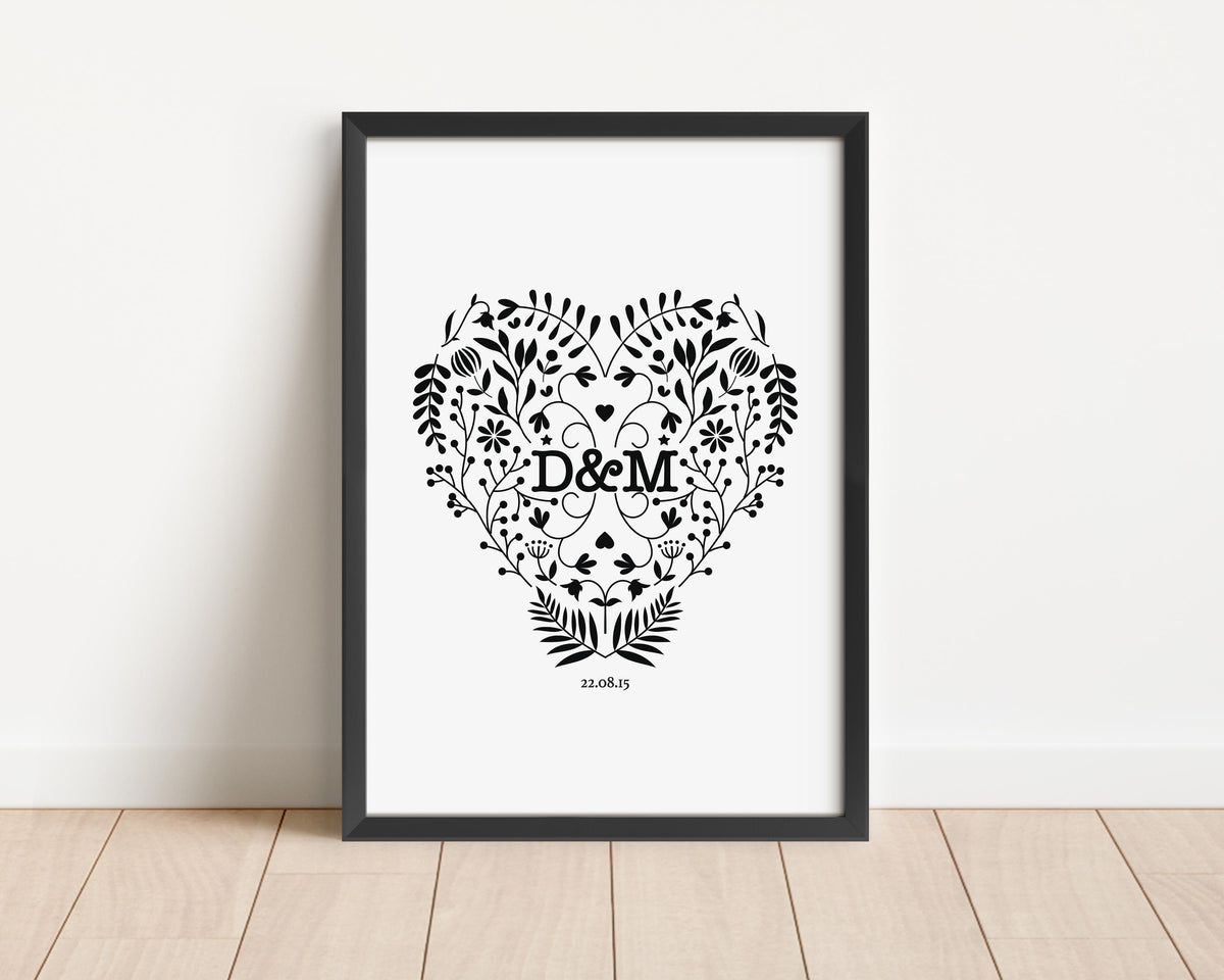 Couple art print - papercut style