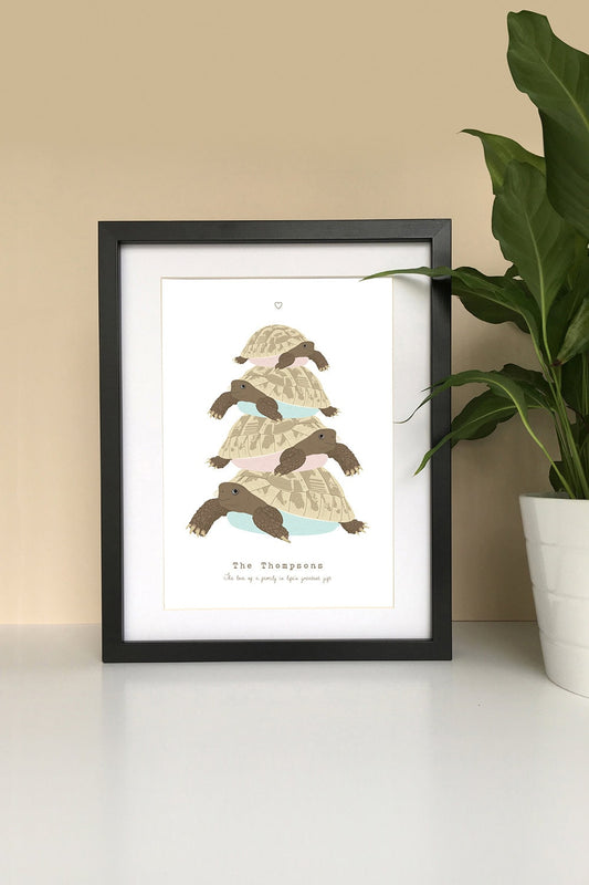 Tortoise Family Personalised Print, Custom Family Name Wall Art