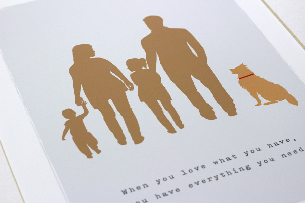 Personalised Family Dog Portrait Print, Custom Silhouettes, Fine Art Paper (A4/A3)