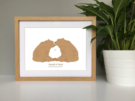 Bear couple personalised print