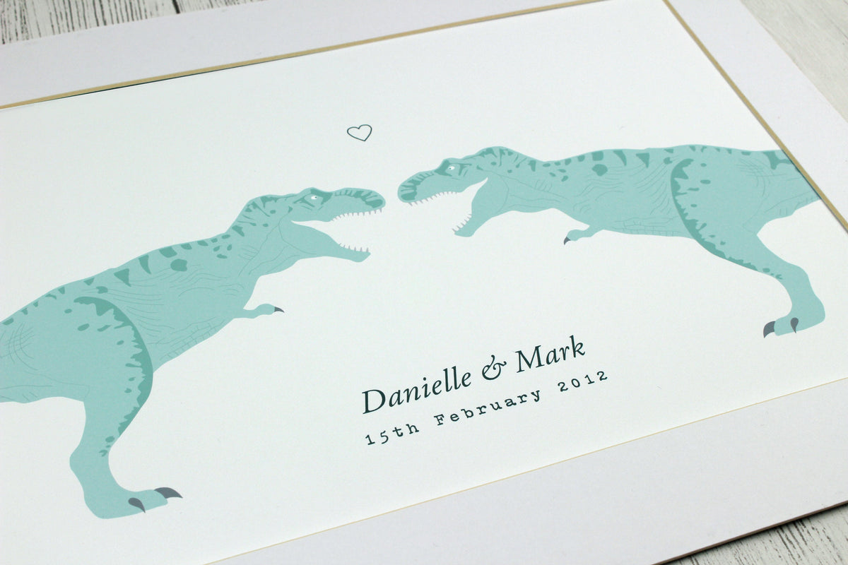 Dinosaur couple personalised print