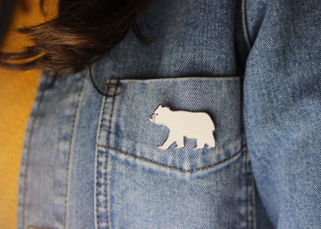 Polar bear enamel pin badge