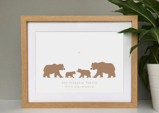 Personalised Family Print Bears, Custom Family Keepsake
